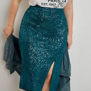 NWT Anthropologie Maeve Alicia Sequined Midi Skirt size M NEW with Tags